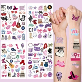 120Pcs Temporary Tattoos For Taylor Fans Birthday Party Decorations | 120Pcs Hand Face Tattoo Stickers Party Favor Party Supplies Gift for Swiftes