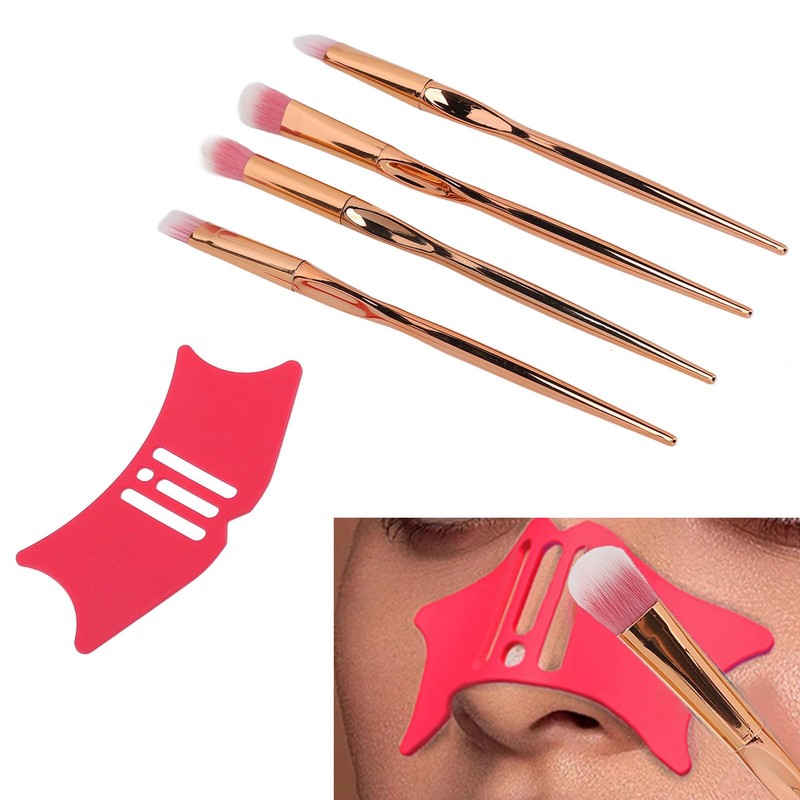 Nasenschatten-Werkzeug, Nasenkonturschablone, Silikon-Eyeliner-Schablone, Gesichts-Make-up-Anleitung mit Pinsel