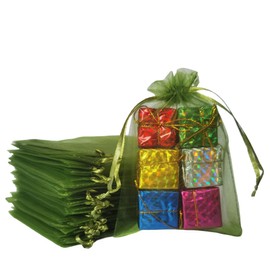 Pack of 100 Gift Organza Bags with Drawstring 5x7 inch Light Green for Jewelry,Candy Sheer Fabric Clear Mesh Sachet for Baby Shower,Christmas,Party Favors,Birthday,Wedding,Bridal Shower,Fathers Day