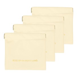 sourcing map 4pcs Small Makeup Bag for Purse, PU Portable Pocket Cosmetic Bag Self-Closing Organizer Pouch for Coin Change Cards Key, White