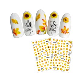 Autumn Leaves Nail Decals Sticker Sunflower Maple Rabbit Red Fox Thanksgiving Xf3408 Nail Wraps Stickers Manicure Supplies for Women Nails Full Long Lasting Easy Apply and Remove