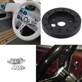 TASAN RACING Steering Wheel Hub Adapter Conversion Spacer 6 Hole to 3 Hole Boss Kit 0.5", Black