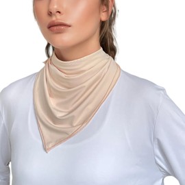 UPF 50+ Sun Bandana Scarf with Elastic Ear Straps & Nose Vants-2-in-1 Neck Gaiter & Mask for Women Summer Outerdoor (Pale Peach)