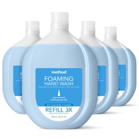Method Foaming Hand Soap Refill, Sea Minerals, Recyclable Bottle, Biodegradable Formula, 28 fl oz (Pack of 4)