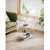 Acrylic Record Player Table with Storage Shelf, Clear Side Table