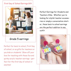 Fun Grade Teacher Earrings Acrylic Teacher Earrings for Women To Teacher Earrings Jewellery for Women (Grade 5)