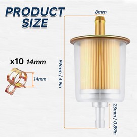 ZAMDOE 5 Pcs Universal Inline Fuel Filters for Industrial Tractors, Cars, Motorcycles, Generators, Motorhomes and Other Petrol Engines with 10 Pcs Hose Clips