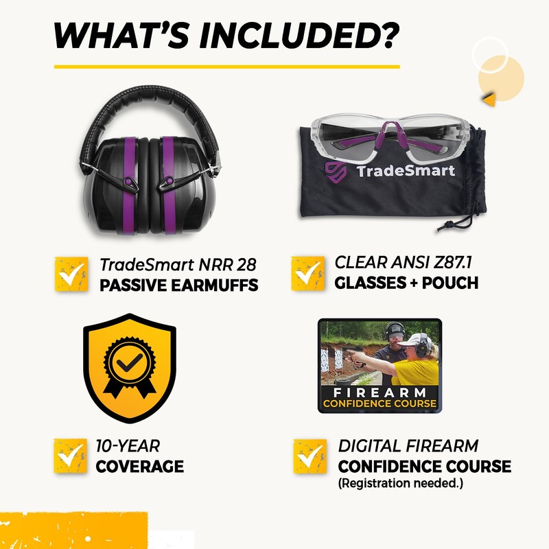 TradeSmart High-Performance Earmuffs for Shooting Range & Shooting Eye Protection
