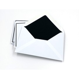 25 Mourning Envelopes C6 = 162 x 114 mm, Black Silk Lining, with Black Frame
