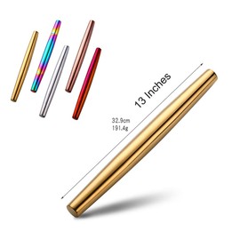 BISDARUN Rolling Pins for Baking 18/8 Stainless Steel Non-Stick Rolling Pin 1-Piece 13 Inches/33 CM Matte Finished (Rainbow)