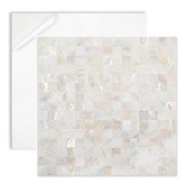 Diflart Natural Mother of Pearl Shell Peel and Stick Backsplashe Tile, 3/4 Inch Square, Seamless Pearl Shell Mosaic Tiles for Kitchen Shower Bathroom, Pack of 6 Sheets