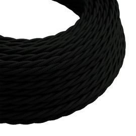 LEDSone Vintage 5 Meters 2 core Black Color Twisted Italian Braided Cable Electrical Fabric Flexible Lamp Cable Wire Cord For UK Pendant Light