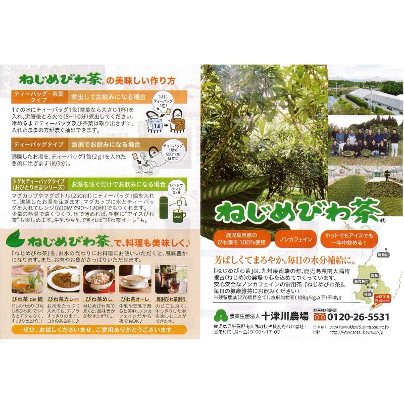 Totsukawa Farm Screw Weed Biwa Tea 24 (0.8 oz (2