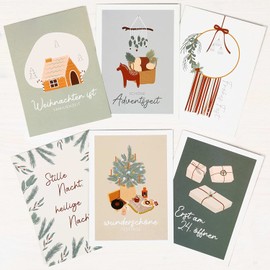 Papierdrachen 6 Printed Handle Bags for Christmas - Colourful - 22 x 18 x 8 cm - Christmas Gift Packaging - Gift Bags Set 4