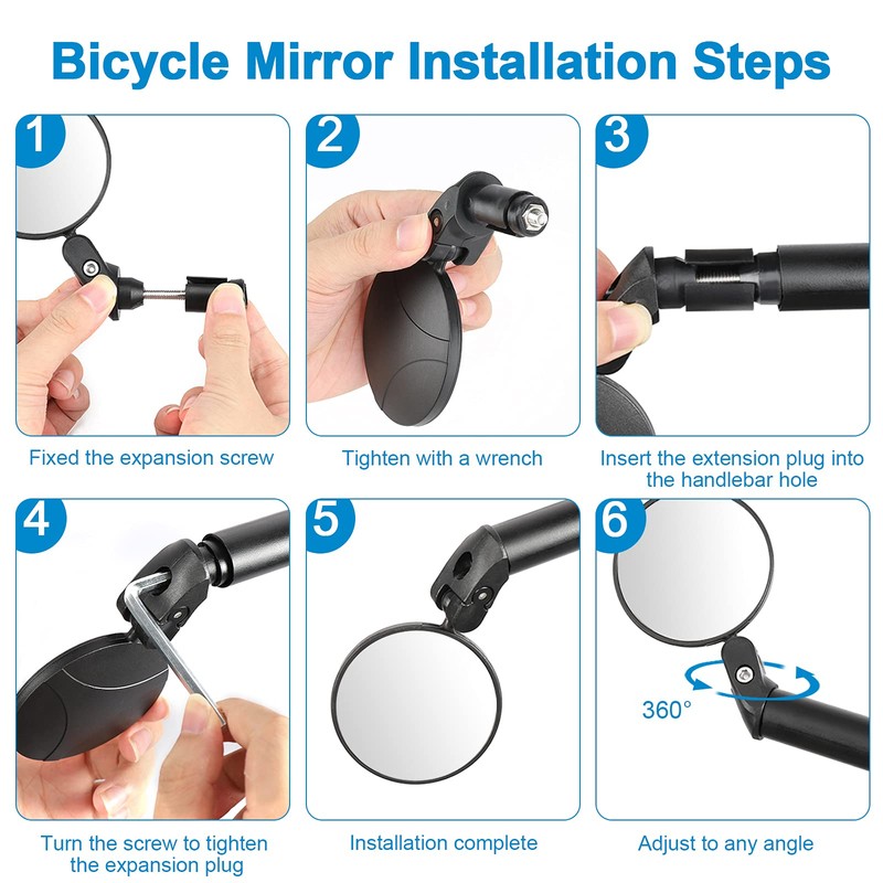 Accmor 2pcs Bike Mirror, Bar End Bicycle Riding Rearview Mirrors