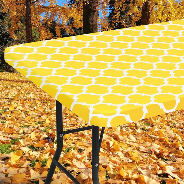 Smiry Rectangle Picnic Table Cover, Waterproof Elastic Fitted Table Covers
