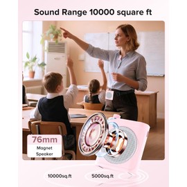 Gicorino Voice Amplifier for Teachers with 2 Magnetic Lavalier Mics, Pink