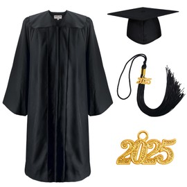 GraduationMall Sustainable Graduation Cap and Gown with Pockets 2025 Tassel for High School & Bachelor,Black 54(5'9"-5'11")