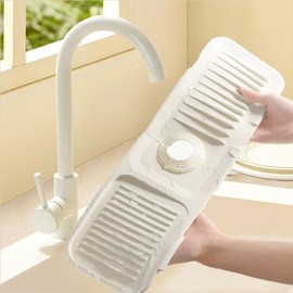 Silicone Faucet Mat, 1 Faucet Drip Collector, Punch-Free Sink Splash Reservoir for Bathroom Sink and Kitchen - Color: Grey