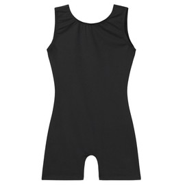 Nokecina Leotard for Girls Gymnastics Size 6-7 Years Old Black Sleeveless One Piece Unitard