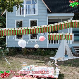 Christmas Parade Floats Foil Fringe, Each 10 ft x 15'' Red Green Silver Bells Tinsel Streamers Garland Banner Table Skirts for Christmas Trailer Car Graduation Homecoming Party (Bells 8 Pack)