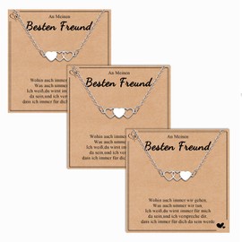 CheersLife Pack of 2/3 Friendship Necklaces Best Friend BFF Long Distance Matching Heart Necklace Jewellery Gift for Women Girls Boys Daughters Sisters Birthday Christmas X Gift for Girlfriend