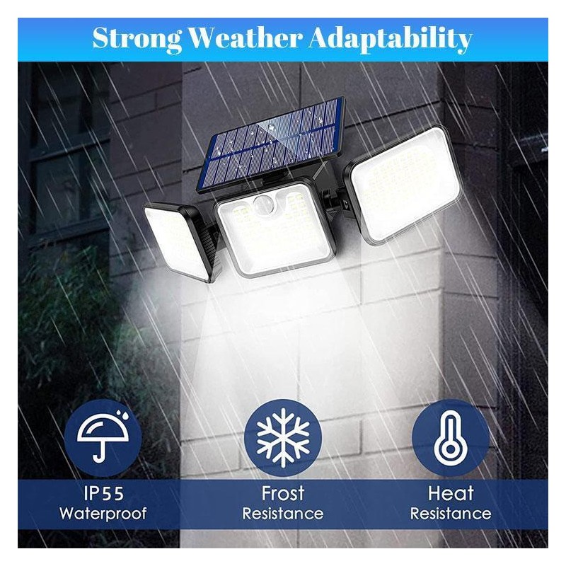 Solar Outdoor Lights Security Lights ,3 Heads Motion Sensor Lights,