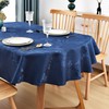 Wolkemer Shiny Oval Jacquard Tablecloth 60 x 102 Inch Navy