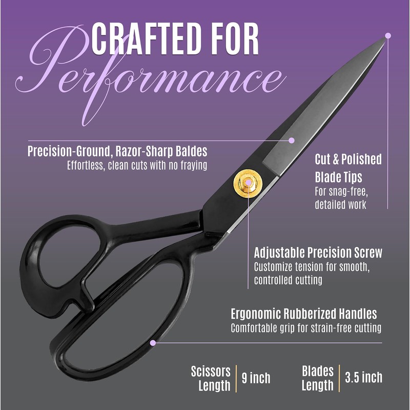 PRO-MASTER SMART & SIMPLE Professional 9 Inch Sewing Scissors for