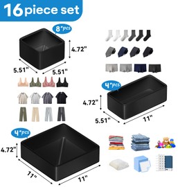 Leatherspaces Functional Drawer Organizer clothes， Faux Leather Dresser Organizer for Baby Clothes, Underwear, Socks,foldable Vanity Drawer Organizer,Storage boxes for Makeup, Bedroom and Office