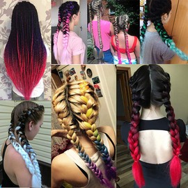 Feibin 30 Colors Wig Extension Set of 3 Braid Gradient Braid Hair Accessories Assorted Wigs Hair Bundles Wig Hair Extensions Hair Accessories Hair Accessory Hip Hop Reggae Dance Hair Arrangement (15#