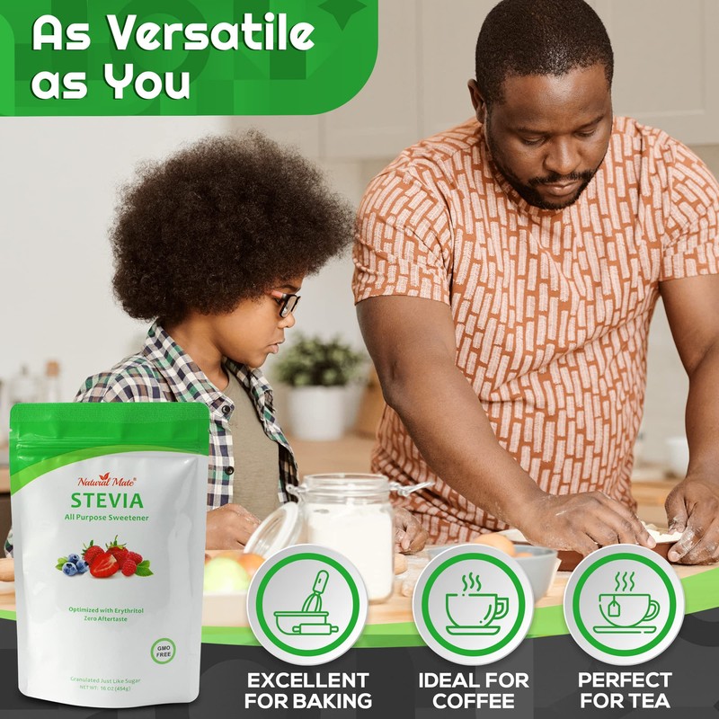 Natural Mate Zero Calorie Sweetener - Organic Stevia Granular Powder
