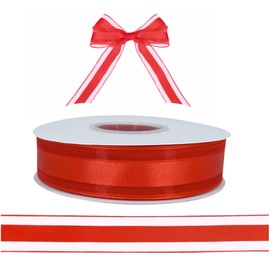 Organza & Satin Ribbons for Crafting, Weddings, Parties & Gifts - 25mm x 22M Red