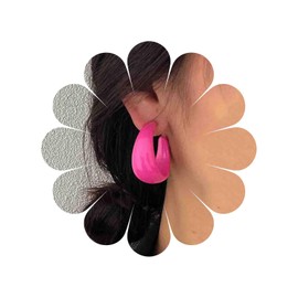 TseenYi Vintage Resin C Hoop Earrings Pink Chunkly Acrylic C Earrings Thick Wide Dome Acrylic Earrings Acetic Acid Board Hoop Earrings Jewelry for Women and Girls