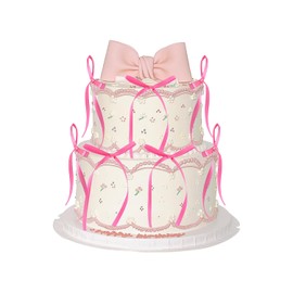 20Pcs Bow Cupcake Toppers - Bowknot Ribbons Coquette Party Decorations for Birthdays, Weddings, and Baby Showers(Pink)