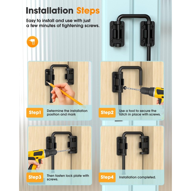 MeBantoo 2.36 Inch U Patio Sliding Door Loop Lock Latch