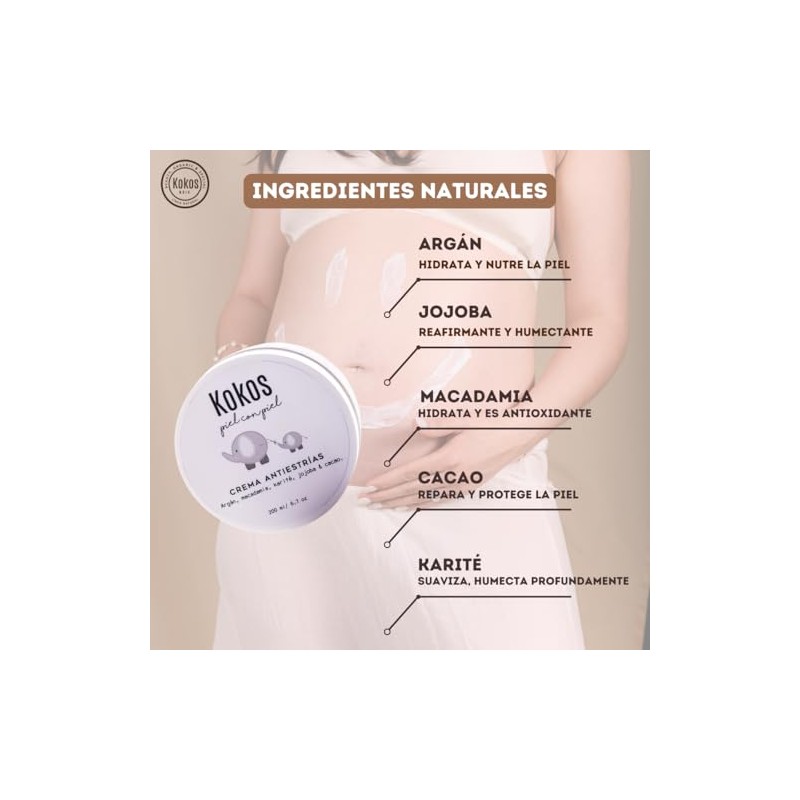 Kokos Crema Antiestrías Aceites Naturales Hidrata Previene Piel Durante Embarazo