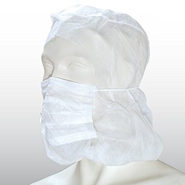 Astronaut White Polypropylene Pack of 50 with integrated 2-Ply Face Mask [Pack – Astro Hood]