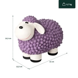 VERDOBA Mini Decorative Sheep for the Garden, Weatherproof - Purple Decorative Sheep Molly - Garden Figure Sheep Garden Decoration Outdoor Decorative Figures (Pastel Purple)