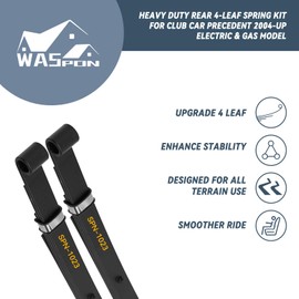 Golf Cart Rear 4-Leaf Spring Kit for Club Car Precedent 2004-Up, Heavy Duty Set with Bushings Sleeves and U Bolt Kit, Replace OEM 102509301 102513001