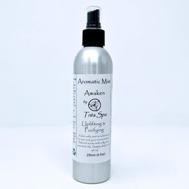 Aromatic Mist Awaken by Tres Spa - Uplifting & Purifying - Citrus, Mint & Spice Essential Oils Versatile 100% Natural. Skin Safe Eco-Friendly & Alcohol Free (250ml)