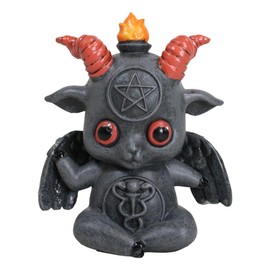 Ebros Gift Sabbatic Baby Goat Idol Baphomet Spawn Baphy with Pentagram Circle Chibi Figurine Wicca Occult Illuminati Collectible (Meditation of Caduceus Serpent)