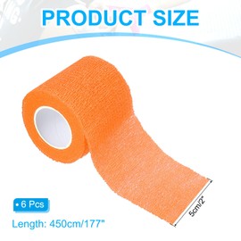 PATIKIL 2" x 177" Self Adhesive Bandage Wrap, 12 Pcs Elastic Self Breathable Self Adherent Wrap Tape for Stretch Athletic Sports Wrist Ankle Outdoor Tape, Bright Orange