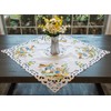 Easter Bunny Table Topper, Square Decorative, White with Floral Pattern