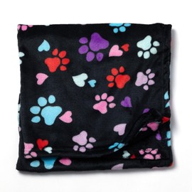 Pet Dog Cat Blanket Ultra Soft Cozy Fleece Paw Print Design Machine Washable Durable for Crates Beds Sofas Travel (Loving Paws, Medium)