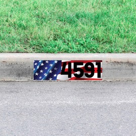 VWAQ Custom USA Curb Address Sticker American Flag House Numbers Decal Patriotic Outdoor Decor - PCCD1
