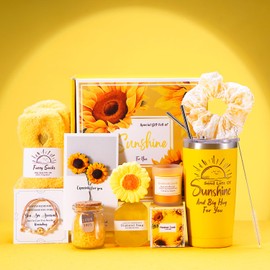 Gifts for Women, Self Care Package for Women Crochet Sunflower Gift Baskets for Women Birthday, Mothers Day Gifts Unique Sending Sunshine Gifts