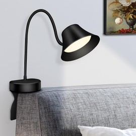 TonyEst TonyEst Headboard Reading Light - No Drill Installation Book Light for Bed, 3-Color Temp & 5 Dimmable Levels, 95+ CRI Natural Light with Flexible Gooseneck, Wall-Safe Bedside Lamp for Night Reading