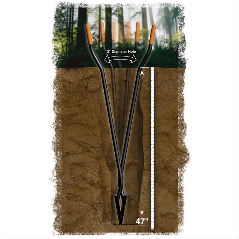 Fiskars 60" Steel Posthole Digger, Long-Handled Construction and Yard Tool,