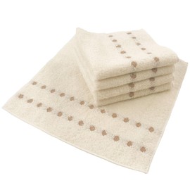 Simple Fresh Organic Cotton Mini Handkerchief, Set of 5, 9.8 x 9.8 inches (25 x 25 cm), Organic Dots, Water Absorbent, Medium Thick, Plain, Undyed, Unbleached, 100% Cotton